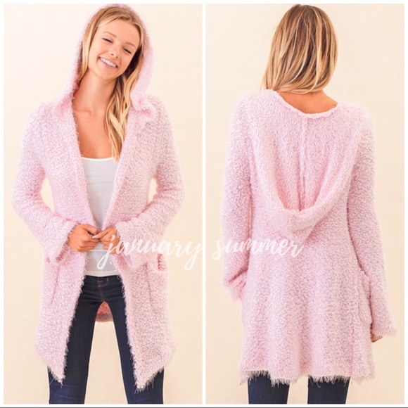❄️BLUSH POPCORN HOODIE CARDIGAN - Picture 1 of 4